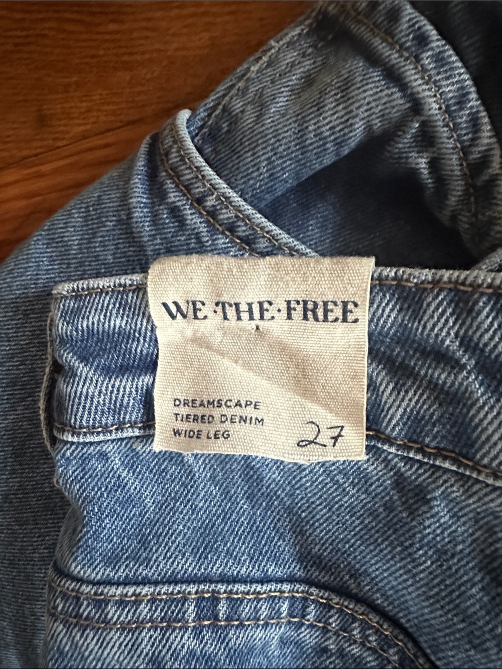 We The Free Two-Tone Blue Tiered Flared Dreamscape Jeans - Picture 3 of 6